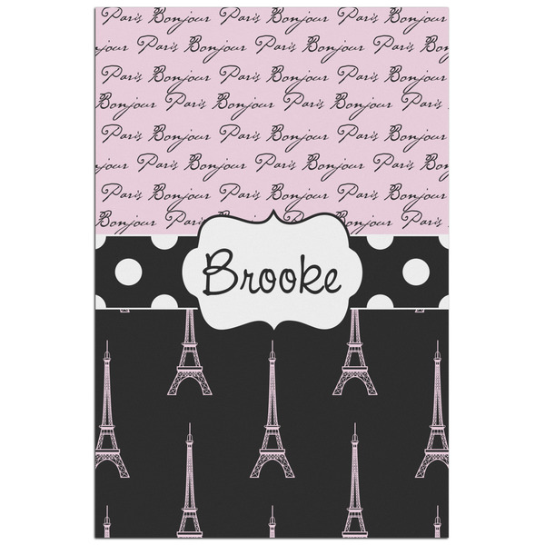 Custom Paris Bonjour and Eiffel Tower Poster - Matte - 24x36 (Personalized)