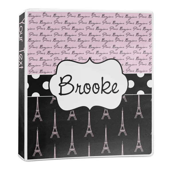Paris Bonjour and Eiffel Tower 3-Ring Binder Main- 1in
