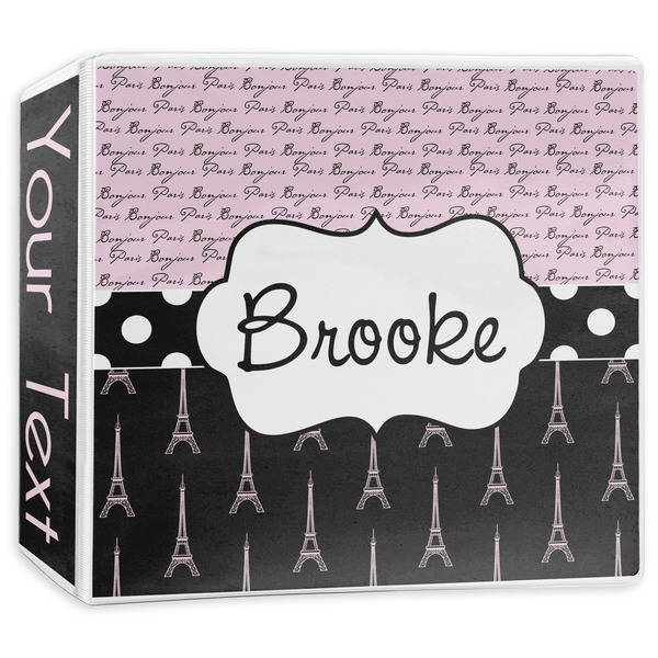 Custom Paris Bonjour and Eiffel Tower 3-Ring Binder - 3 inch (Personalized)
