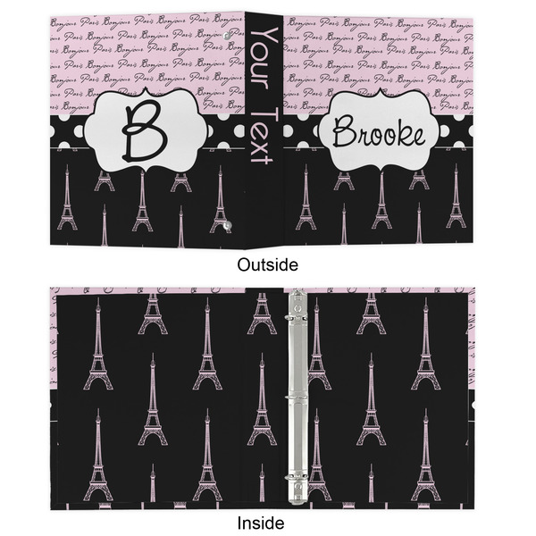 Paris Bonjour and Eiffel Tower 3 Ring Binders - Full Wrap - 1" - APPROVAL