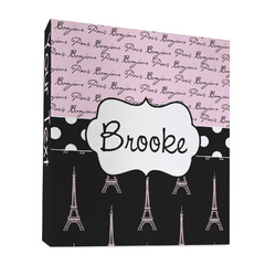Paris Bonjour and Eiffel Tower 3 Ring Binder - Full Wrap - 1" (Personalized)