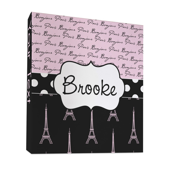 Custom Paris Bonjour and Eiffel Tower 3 Ring Binder - Full Wrap - 1" (Personalized)