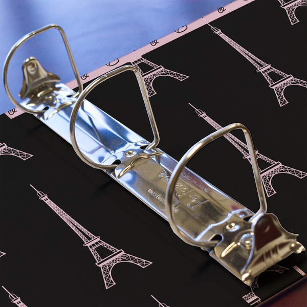 Paris Bonjour and Eiffel Tower 3 Ring Binders - Full Wrap - 2" - DETAIL