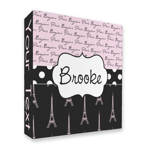 Custom Paris Bonjour and Eiffel Tower 3 Ring Binder - Full Wrap - 2" (Personalized)