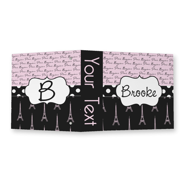 Paris Bonjour and Eiffel Tower 3 Ring Binders - Full Wrap - 2" - OPEN OUTSIDE