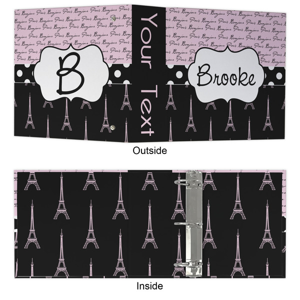 Paris Bonjour and Eiffel Tower 3 Ring Binders - Full Wrap - 3" - APPROVAL