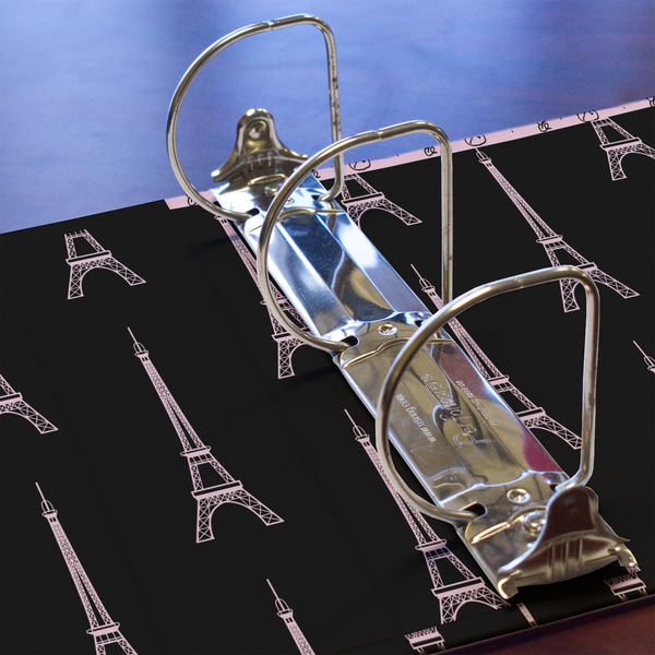 Paris Bonjour and Eiffel Tower 3 Ring Binders - Full Wrap - 3" - DETAIL