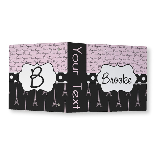 Paris Bonjour and Eiffel Tower 3 Ring Binders - Full Wrap - 3" - OPEN OUTSIDE