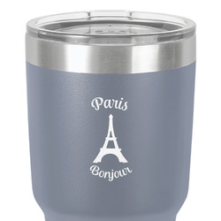 Paris Bonjour and Eiffel Tower 30 oz Stainless Steel Tumbler - Grey - Single-Sided (Personalized)