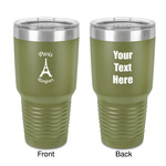 Paris Bonjour and Eiffel Tower 30 oz Stainless Steel Tumbler - Olive - Double-Sided (Personalized)