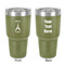 Paris Bonjour and Eiffel Tower 30 oz Stainless Steel Ringneck Tumbler - Olive - Double Sided - Front & Back