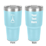 Paris Bonjour and Eiffel Tower 30 oz Stainless Steel Tumbler - Teal - Double-Sided (Personalized)