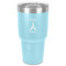 Paris Bonjour and Eiffel Tower 30 oz Stainless Steel Ringneck Tumbler - Teal - Front