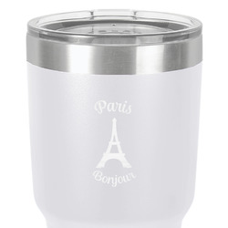 Paris Bonjour and Eiffel Tower 30 oz Stainless Steel Tumbler - White - Double-Sided (Personalized)