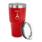 Paris Bonjour and Eiffel Tower 30 oz Stainless Steel Ringneck Tumblers - Red - LID OFF