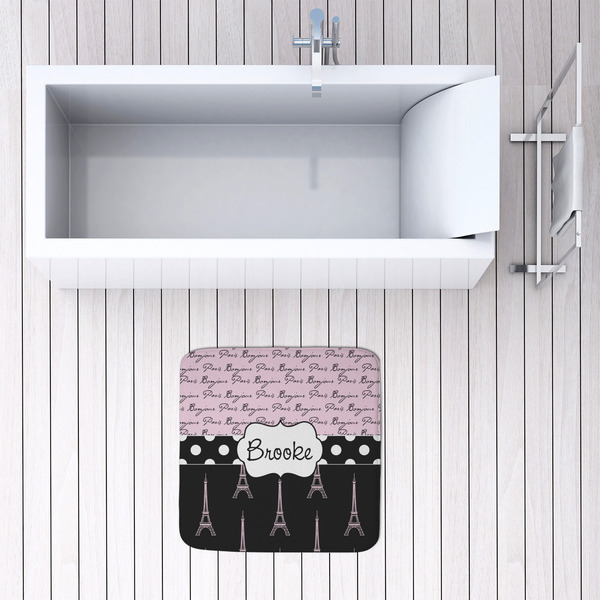 Paris Bonjour and Eiffel Tower 48x48 Foam Memory Mat - LIFESTYLE