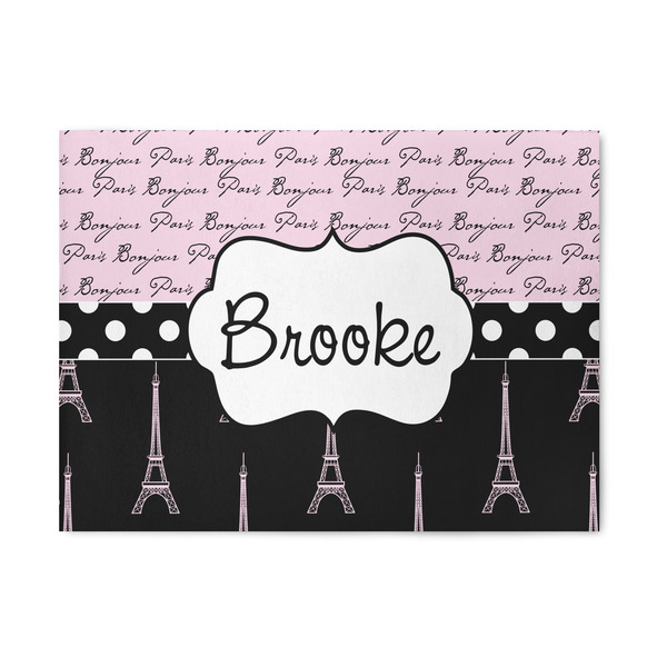 Custom Paris Bonjour and Eiffel Tower 5' x 7' Indoor Area Rug (Personalized)