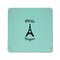 Paris Bonjour and Eiffel Tower 6" x 6" Teal Leatherette Snap Up Tray - APPROVAL