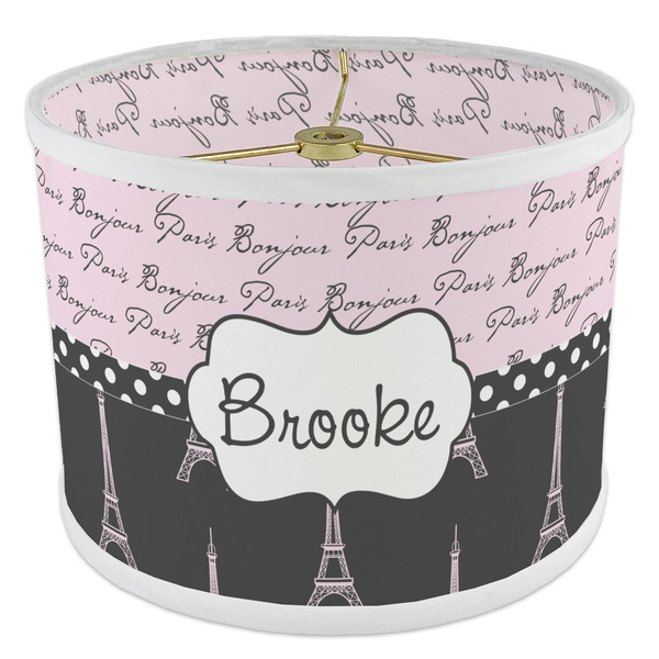 Paris Bonjour and Eiffel Tower 8" Drum Lampshade - ANGLE Poly-Film