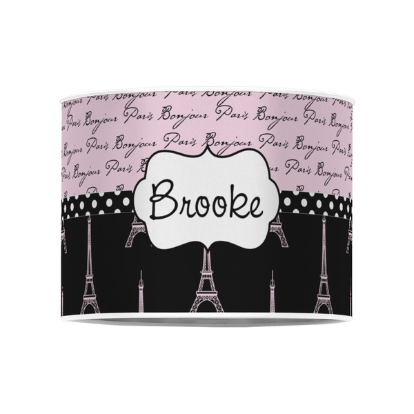 Paris Bonjour and Eiffel Tower 8" Drum Lampshade - FRONT (Poly Film)