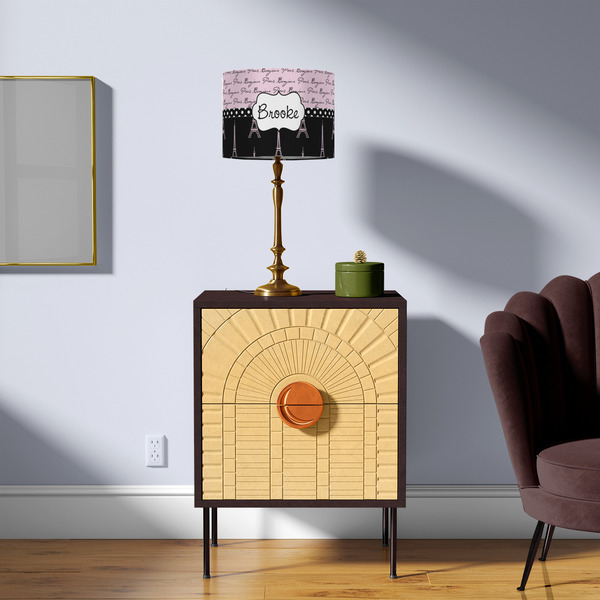 Paris Bonjour and Eiffel Tower 8" Drum Lampshade - LIFESTYLE