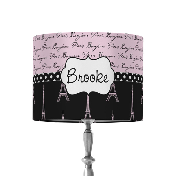Custom Paris Bonjour and Eiffel Tower 8" Drum Lamp Shade - Fabric (Personalized)