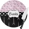 Paris Bonjour and Eiffel Tower Round Glass Cutting Board - Small (Personalized)