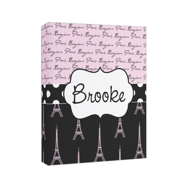 Paris Bonjour and Eiffel Tower 8x10 - Canvas Print - Angled View