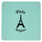 Paris Bonjour and Eiffel Tower 9" x 9" Teal Leatherette Snap Up Tray - APPROVAL
