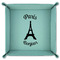 Paris Bonjour and Eiffel Tower 9" x 9" Teal Leatherette Snap Up Tray - FOLDED