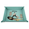 Paris Bonjour and Eiffel Tower 9" x 9" Teal Leatherette Snap Up Tray - STYLED