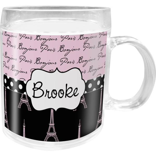 Custom Paris Bonjour and Eiffel Tower Acrylic Kids Mug (Personalized)