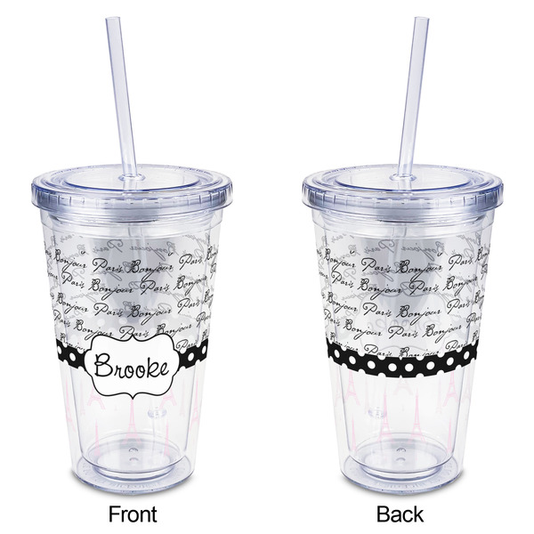 Paris Bonjour and Eiffel Tower Acrylic Tumbler - Full Print - Approval