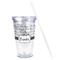 Paris Bonjour and Eiffel Tower Acrylic Tumbler - Full Print - Front straw out