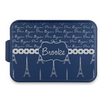 Paris Bonjour and Eiffel Tower Aluminum Baking Pan with Navy Lid (Personalized)