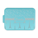 Paris Bonjour and Eiffel Tower Aluminum Baking Pan with Teal Lid (Personalized)
