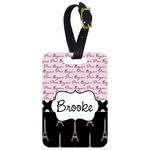 Paris Bonjour and Eiffel Tower Metal Luggage Tag w/ Name or Text