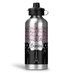 Paris Bonjour and Eiffel Tower Water Bottles - 20 oz - Aluminum (Personalized)