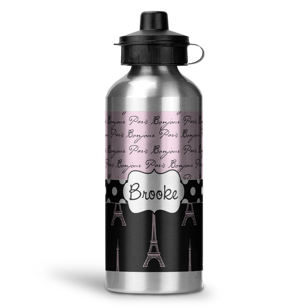 Custom Paris Bonjour and Eiffel Tower Water Bottles - 20 oz - Aluminum (Personalized)
