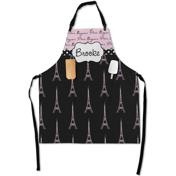 Custom Paris Bonjour and Eiffel Tower Apron With Pockets w/ Name or Text