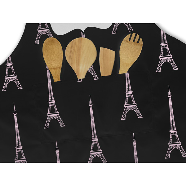 Paris Bonjour and Eiffel Tower Apron - Pocket Detail with Props