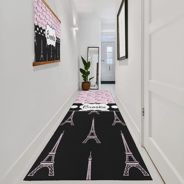 Paris Bonjour and Eiffel Tower Area Rug Sizes - In Context (vertical)