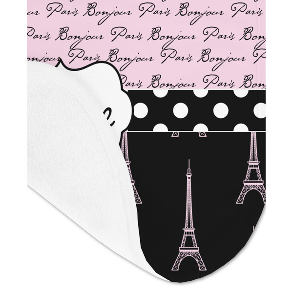 Paris Bonjour and Eiffel Tower Baby Bib - AFT detail