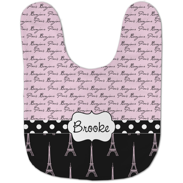 Paris Bonjour and Eiffel Tower Baby Bib - AFT flat