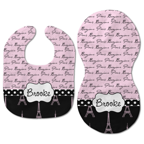 Paris Bonjour and Eiffel Tower Baby Bib & Burp Set - Approval (new bib & burp)