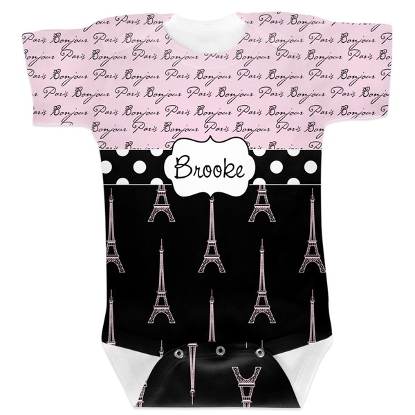 Custom Paris Bonjour and Eiffel Tower Baby Bodysuit (Personalized)