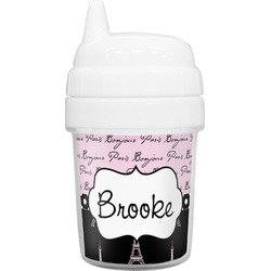 Paris Bonjour and Eiffel Tower Baby Sippy Cup (Personalized)