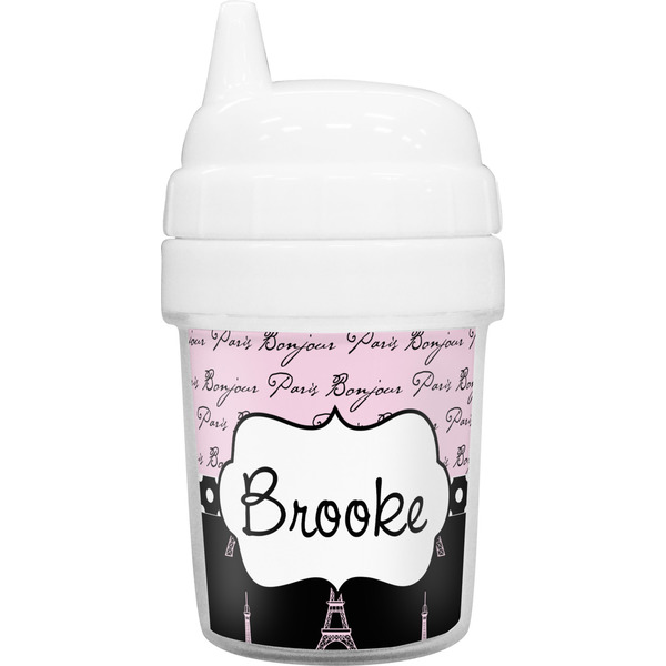 Custom Paris Bonjour and Eiffel Tower Baby Sippy Cup (Personalized)