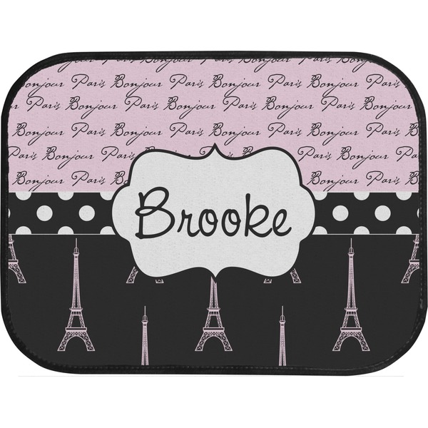 Paris Bonjour and Eiffel Tower Custom Car Floor Mats (Back Seat)