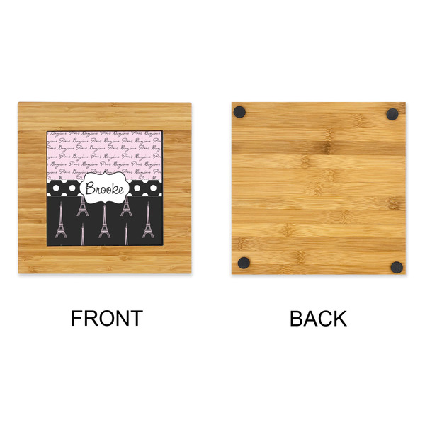 Paris Bonjour and Eiffel Tower Bamboo Trivet with 6" Tile - APPROVAL